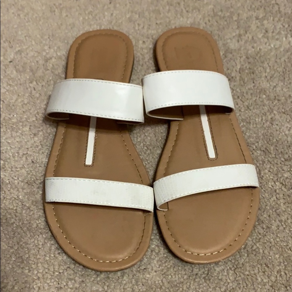 New Directions Catie Leather Open Toe Slide Sandal